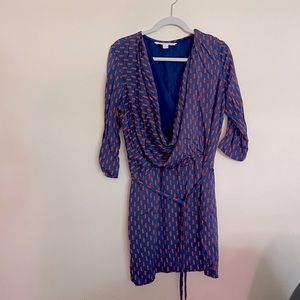 diane von furstenberg (DVF) blue and orange draping dress